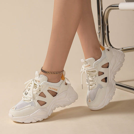 Damen Sportliche Chunky Sneaker mit atmungsaktivem Mesh-Obermaterial und rutschfester Sohle EB