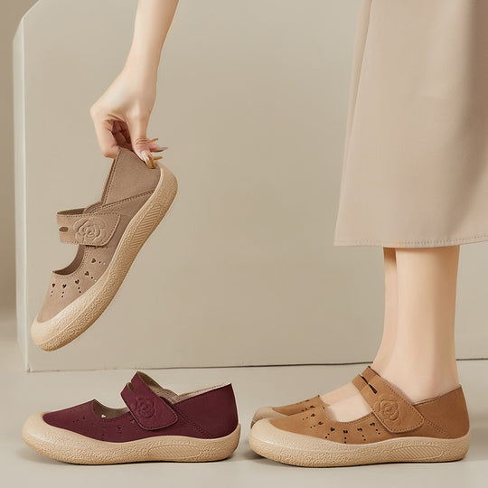 Damen Komfortable und stilvolle Ballerinaschuhe mit verstellbarem Riemen EB