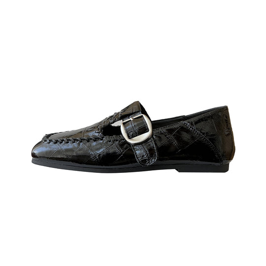 Damen Elegante Ballerinas mit dekorativem Schnallenverschluß EB