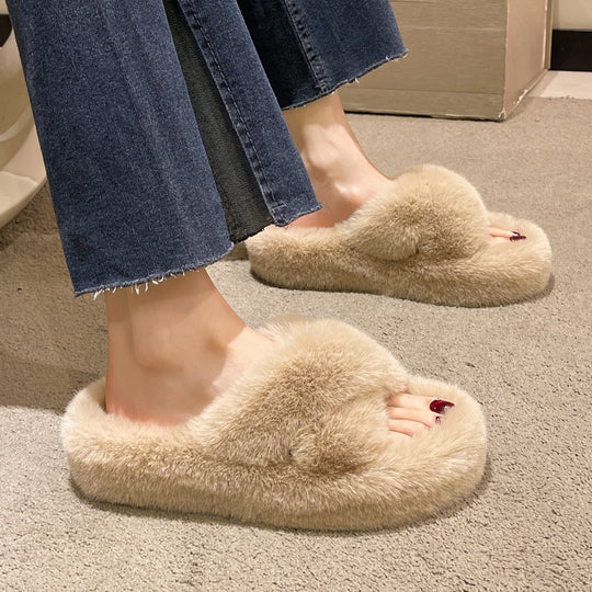 Damen Flauschige Komfort-Pantoletten mit weichem Futter und modischem Design EB