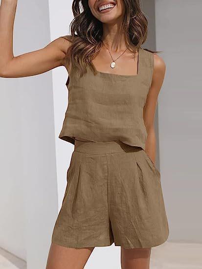 Damen Leichte Sommerbluse und Shorts Set EB