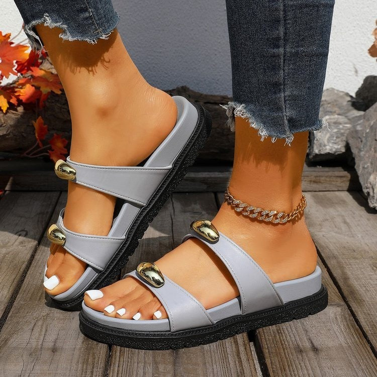 Damen Crossover-Sandalen mit goldenen Details EB