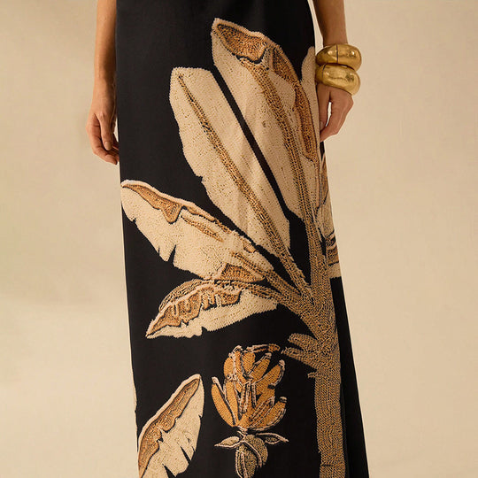 Damen Maxikleid mit floralem Muster und funkelnden Akzenten EB