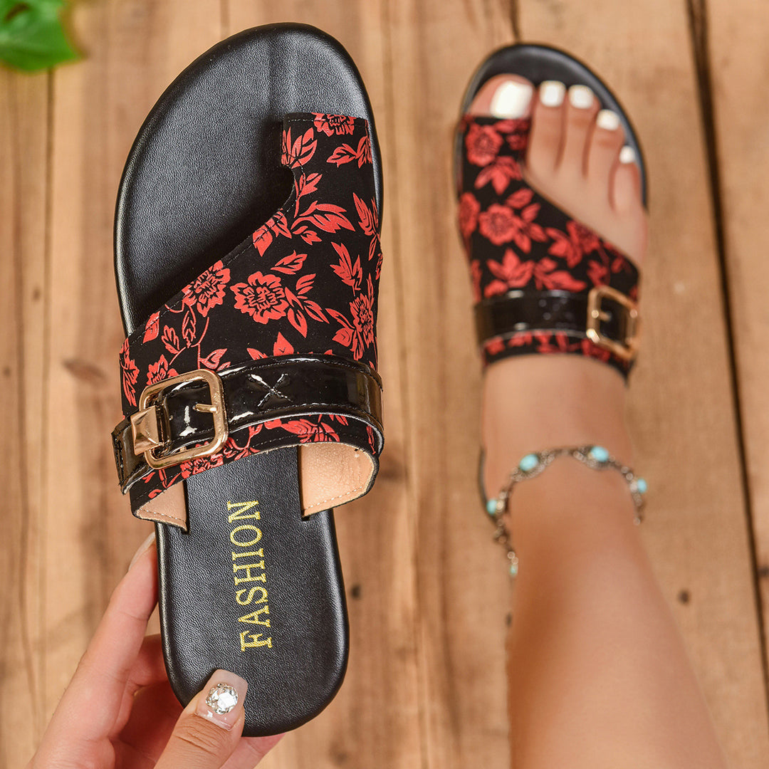 Damen Riemchen-Sandalen mit floralem Design und komfortablem Fußbett EB