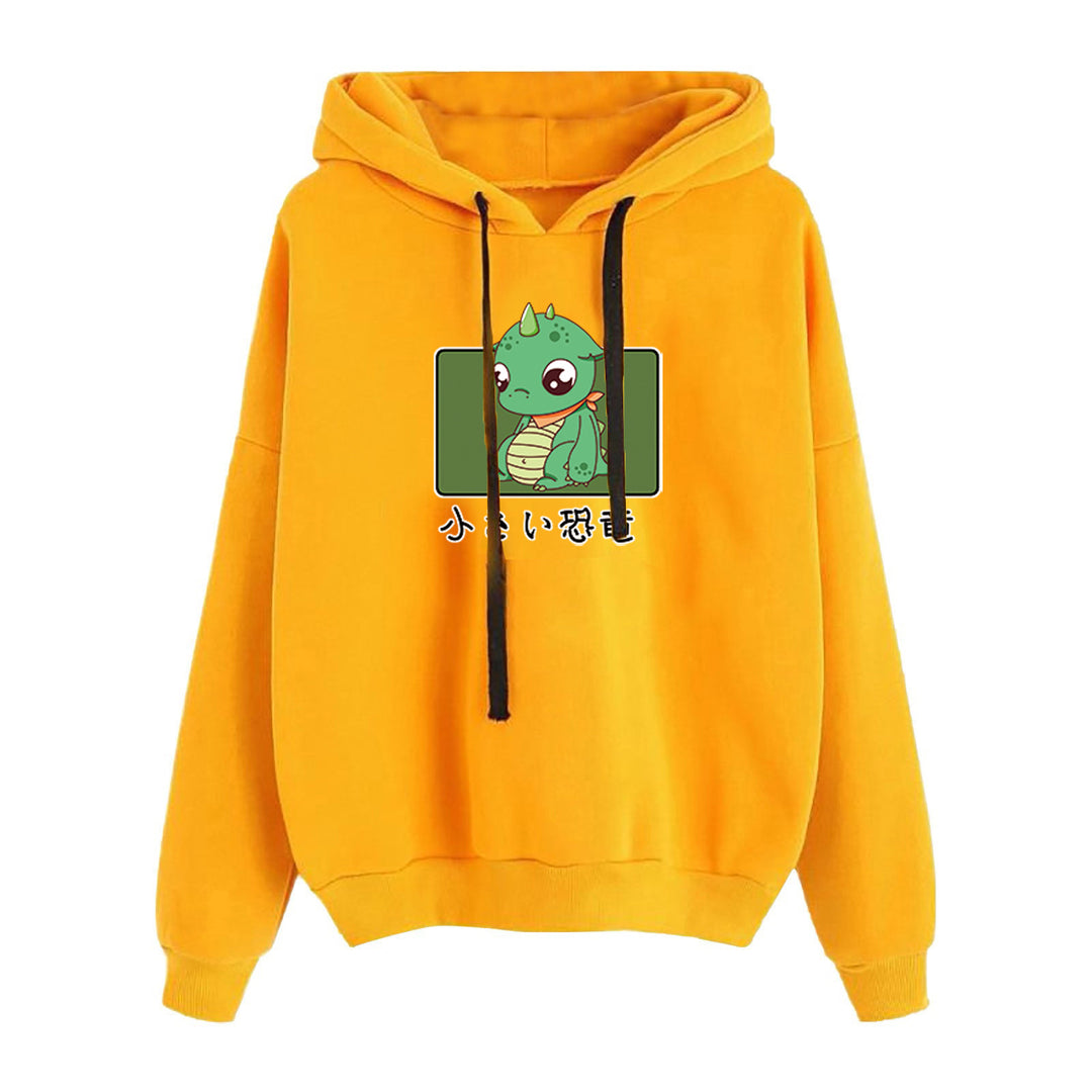 Damen nan kurz geschnittener Cropped-Kapuzenpullover mit niedlicher Frosch-Illustration und verstellbarer Kapuze EB