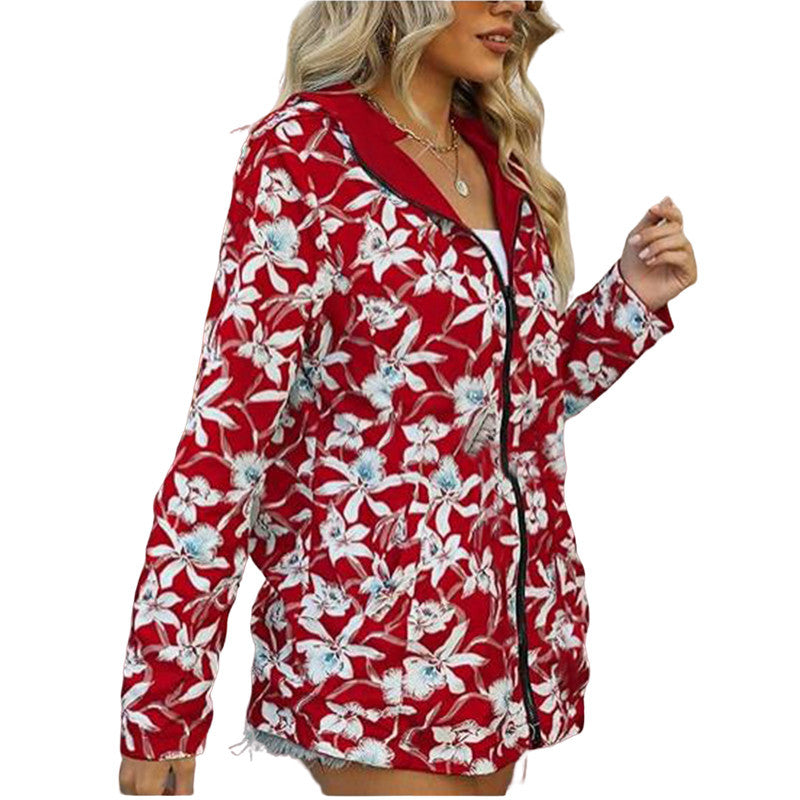 Damen leichte Übergangsjacke mit floralem Innenfutter EB