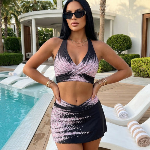 Damen Bikini-Set mit elegantem Wickelrock und aufregendem Oberteil EB
