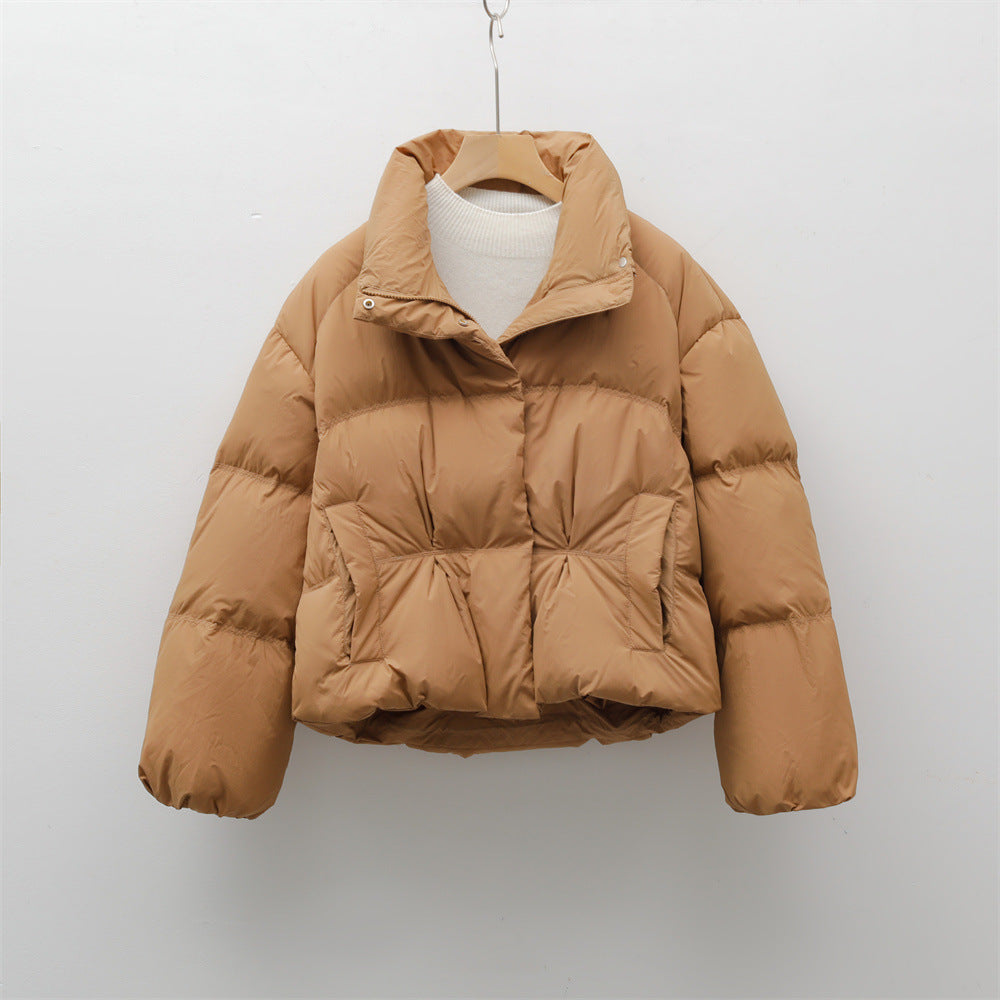 Damen modische gesteppte Kurzjacke mit hohem Kragen und praktischen Taschen EB