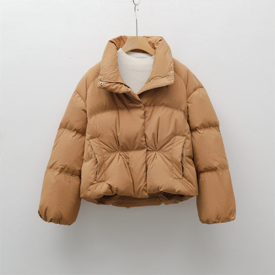 Damen modische gesteppte Kurzjacke mit hohem Kragen und praktischen Taschen EB