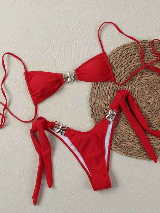 Damen Bikini-Set mit verstellbaren Trägern und glamourösen Zierdetails EB