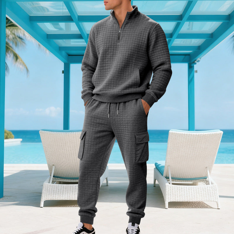 Herren Sweatshirt und Jogginghose Set mit Reißverschluss und praktischen Taschen EB