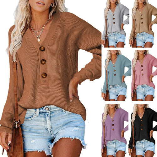 Damen Strickpullover mit Knopfdetails und lässigem Schnitt EB