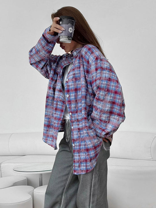 Damen Karierte Overshirtjacke EB