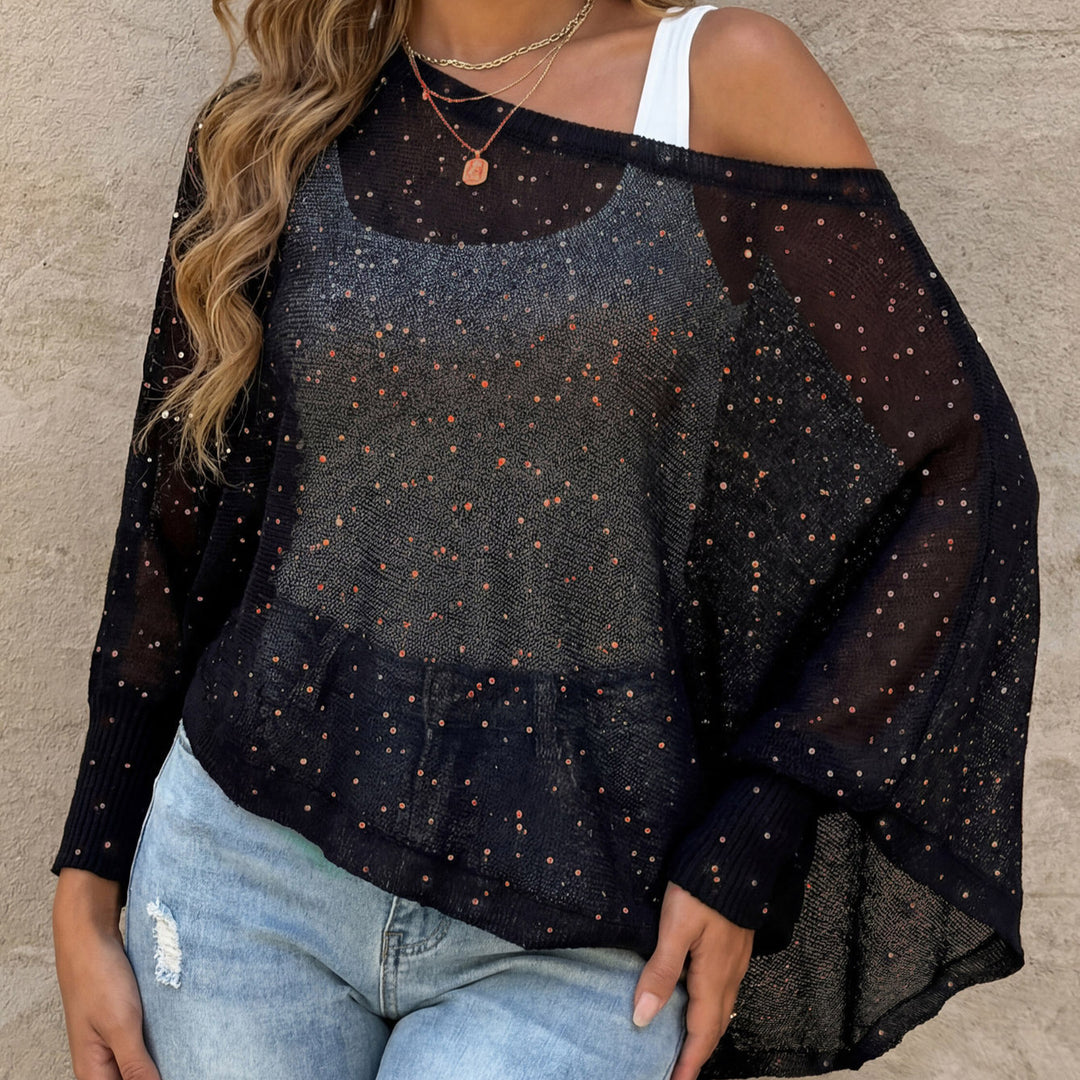Damen luftiger Strandpullover mit funkelndem Glitzer EB