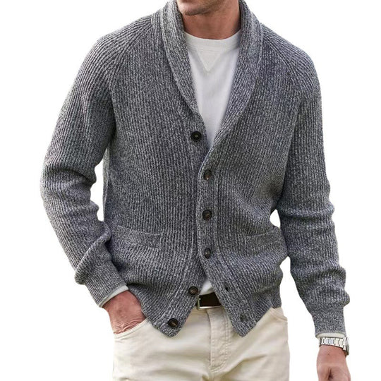 Herren Strickjacke mit trendigem Grobstrickmuster und praktischen Taschen EB
