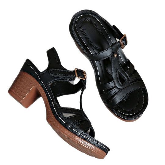 Damen Komfortable Keil-Sandalen mit modischem Riemendesign EB