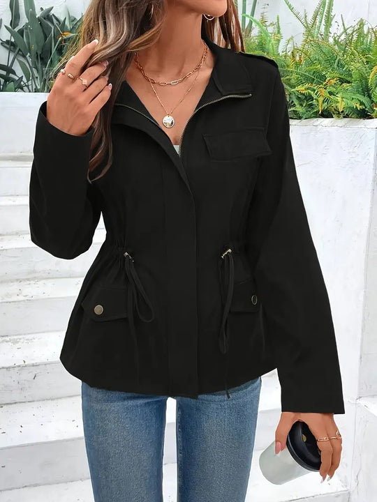 Damen Übergangsjacke mit verstellbarem Taillenzug und praktischen Taschen EB