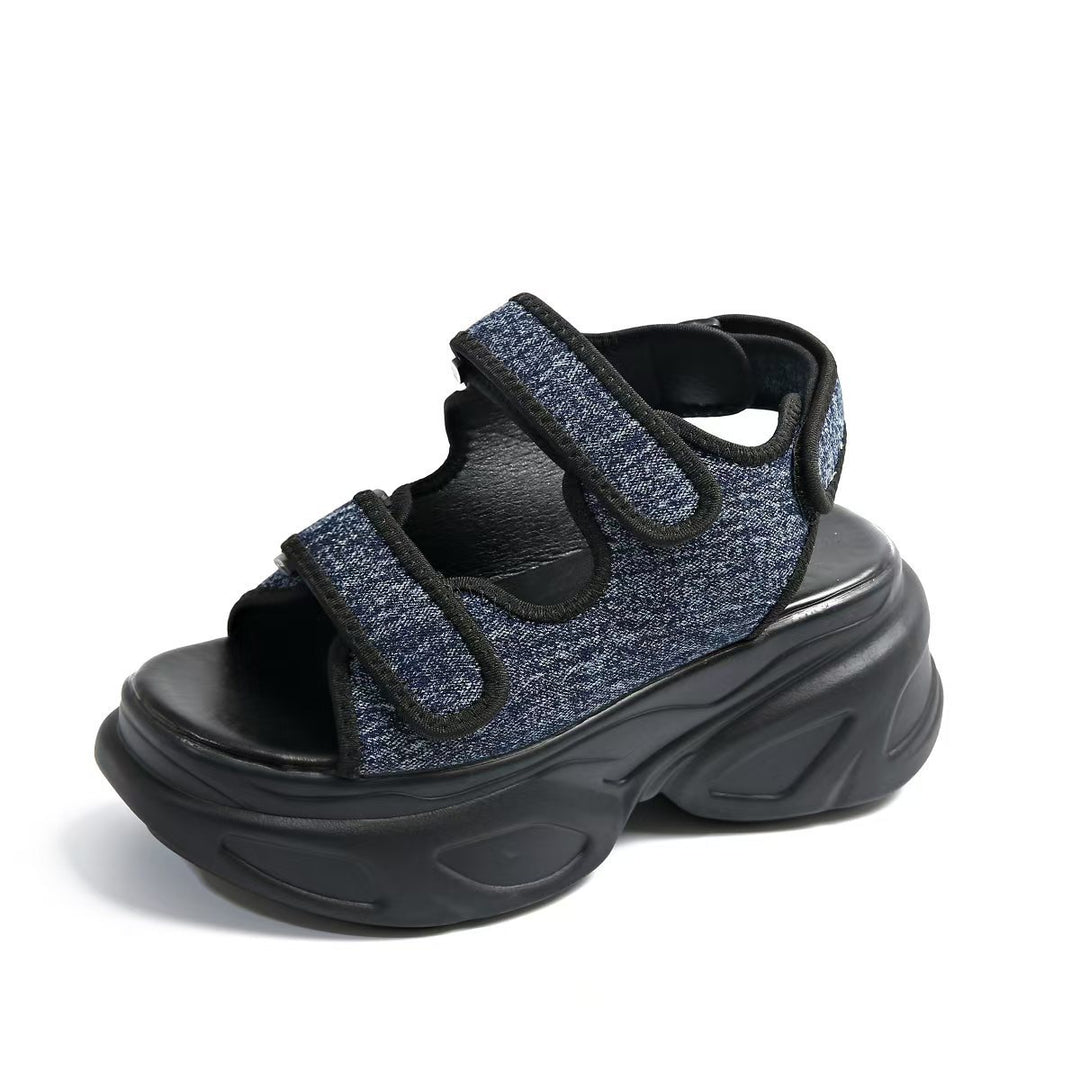 Damen Glamouröse Plateau-Sandalen mit verstellbaren Riemen und funkelnden Applikationen EB