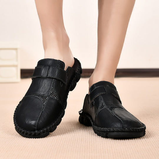 Damen Komfortable Leder-Mules mit verstellbarem Riemen EB