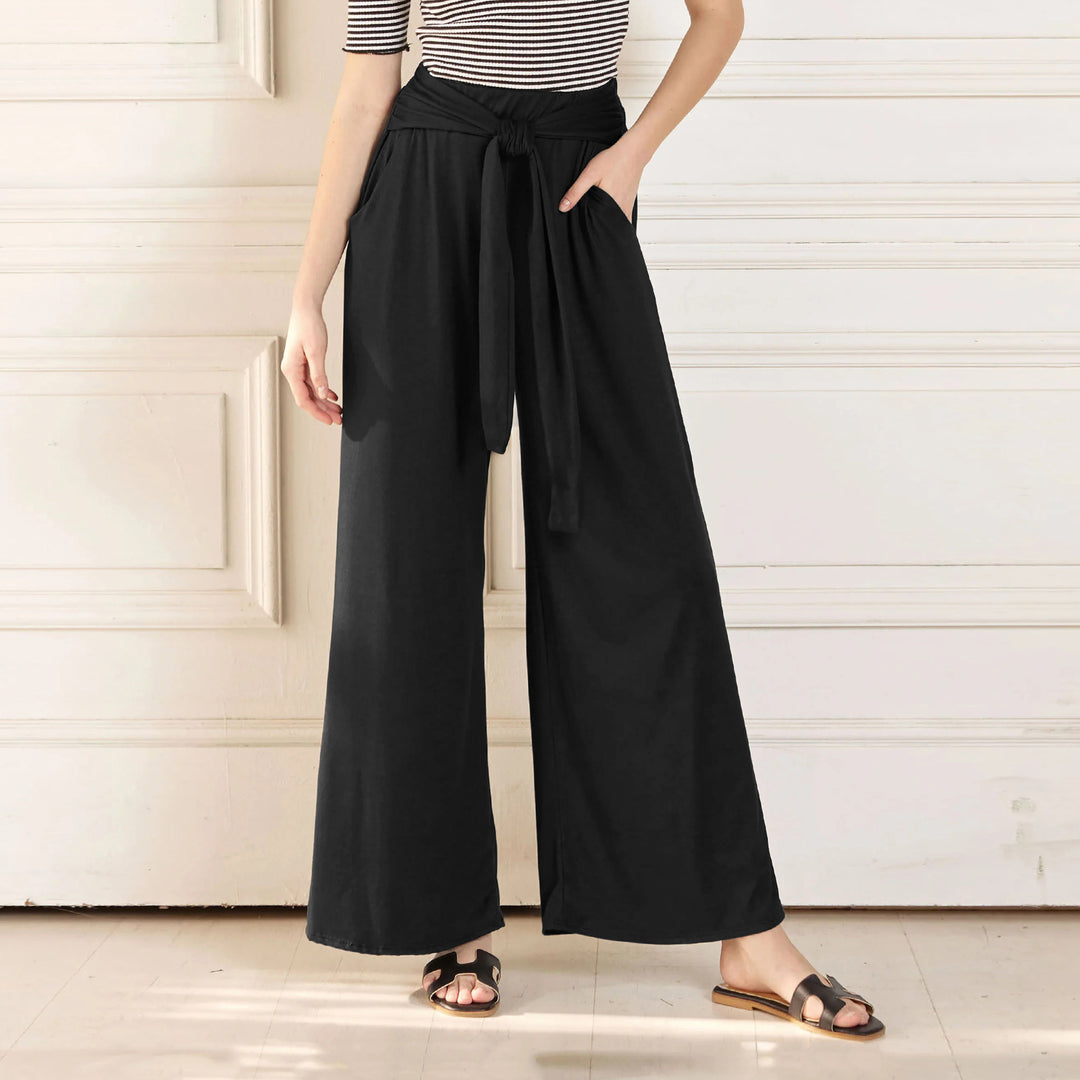 Damen weite Sommerhose mit bindendem Taillengürtel EB