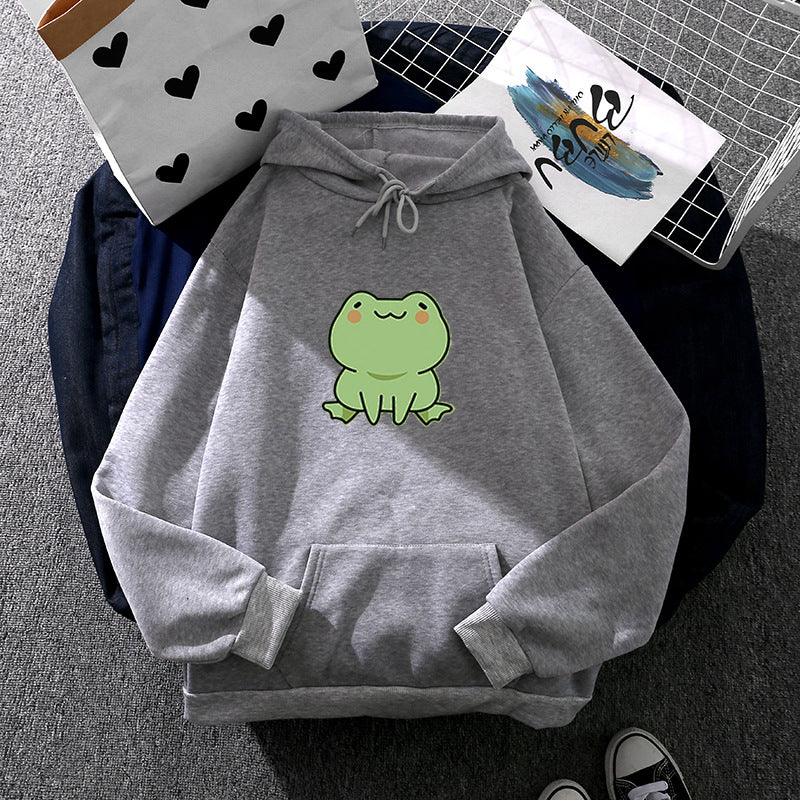 Damen nan Kapuzenpullover mit Mond‑und‑Wal-Illustration, Oversize-Schnitt und Kängurutasche EB
