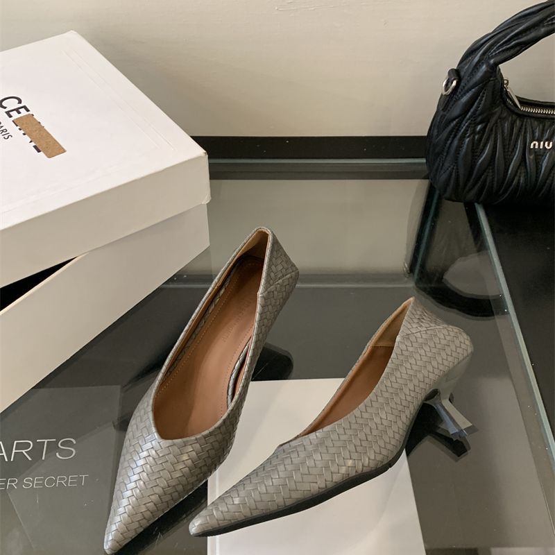 Damen elegante spitze Pumps mit geflochtenem Design und praktischem Komfort EB