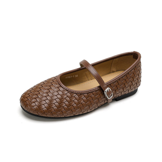 Damen Ballerinas mit modischem Riemen und eleganter Flechtoptik EB