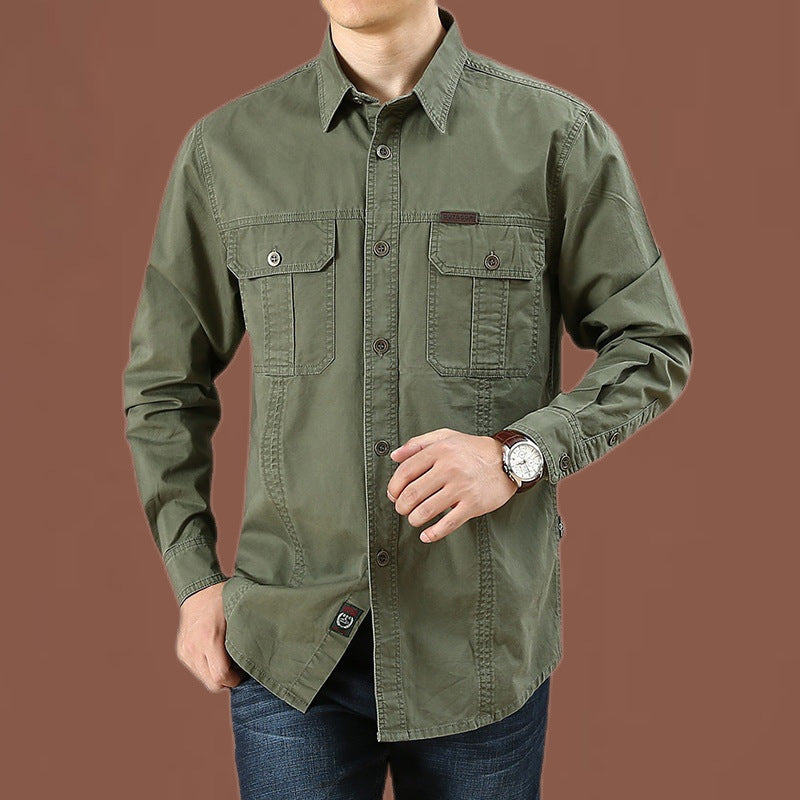 Herren nan robustes Baumwoll-Twill Fieldhemd mit aufgesetzten Klappbrusttaschen und markanten Nahtdetails EB