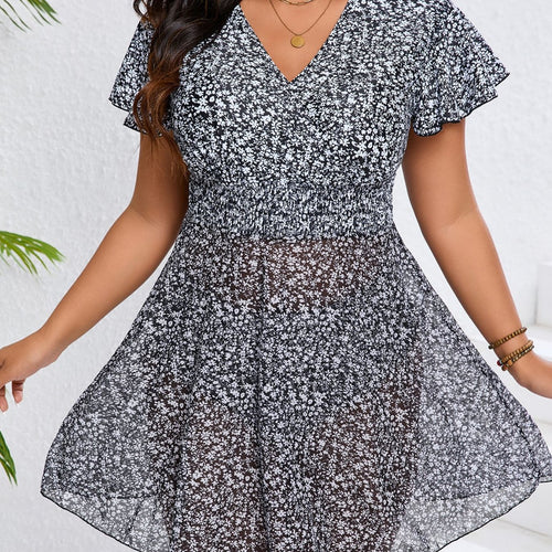 Damen Luftiges Strandkleid mit floralem Design EB