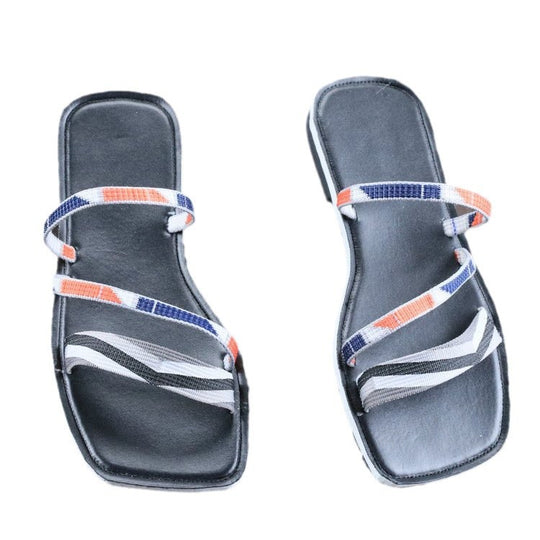 Damen verstellbare Zehentrenner-Sandalen mit geflochtenem Riemen EB