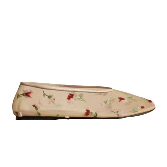 Damen Ballerinas mit floralem Stickmuster und bequemem Innenfutter EB