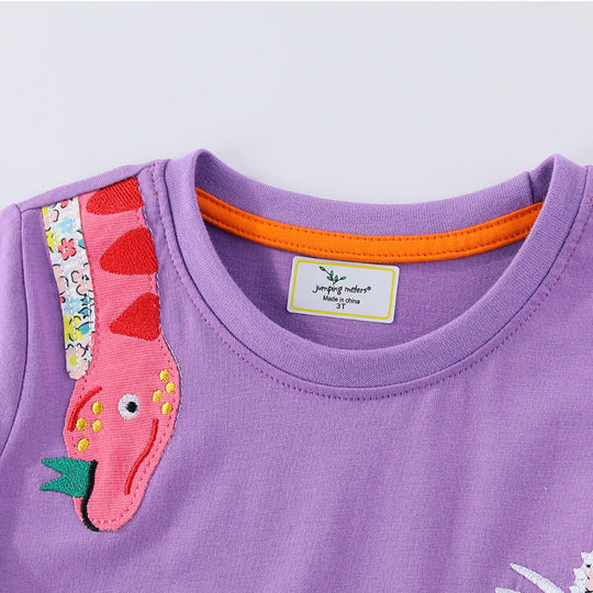 Mädchen Freizeitkleid mit lustigen Dinosaurier-Applikationen EB
