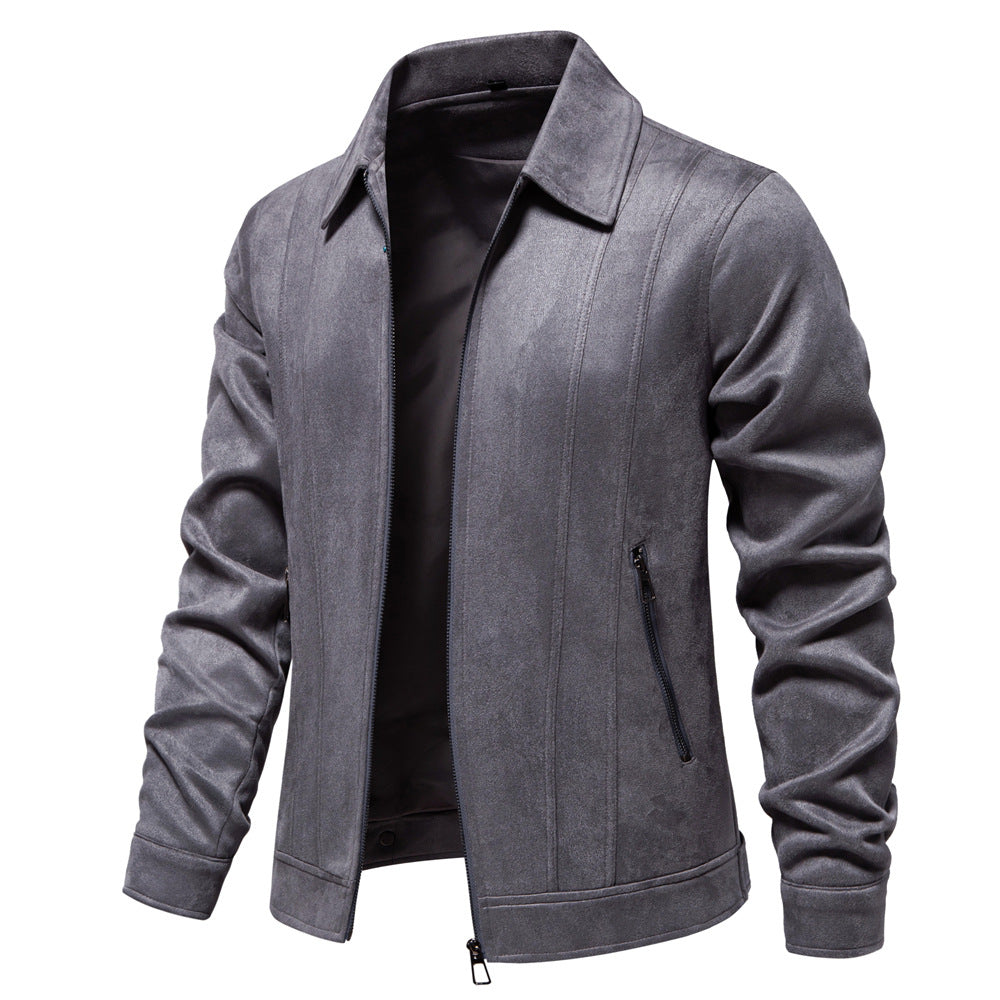 Herren Kunstlederjacke mit strukturiertem Design und seitlichen Reißverschlusstaschen EB