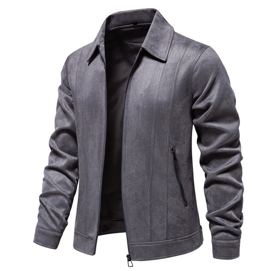 Herren Kunstlederjacke mit strukturiertem Design und seitlichen Reißverschlusstaschen EB
