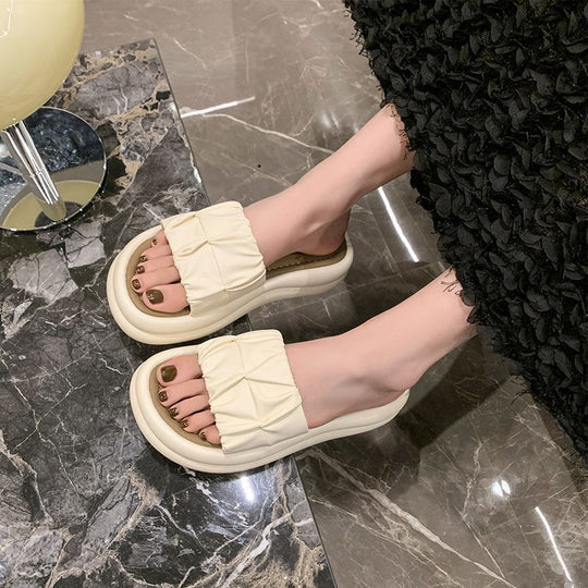 Damen bequeme Mules mit elegantem Rüschendesign EB
