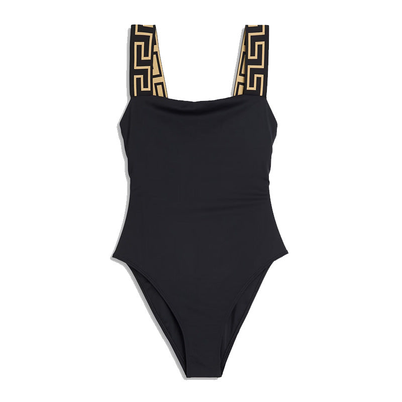 Damen Einteiler Badeanzug mit breiten, eleganten Trägern EB