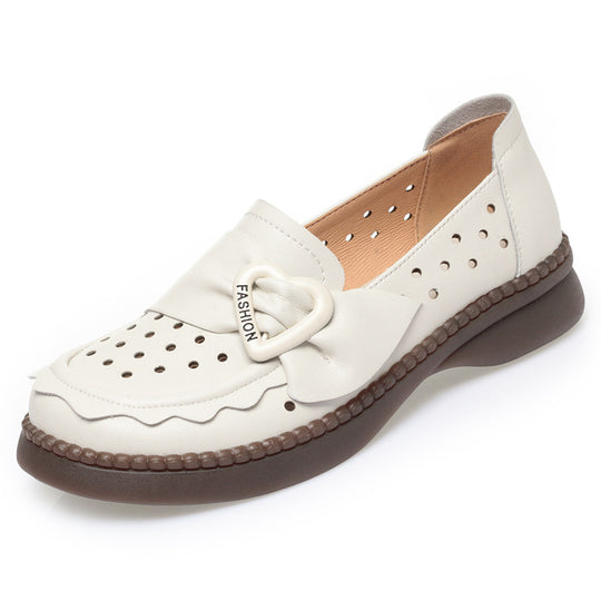 Damen Mokassins mit modischem Herzdetail und atmungsaktiver Perforation EB
