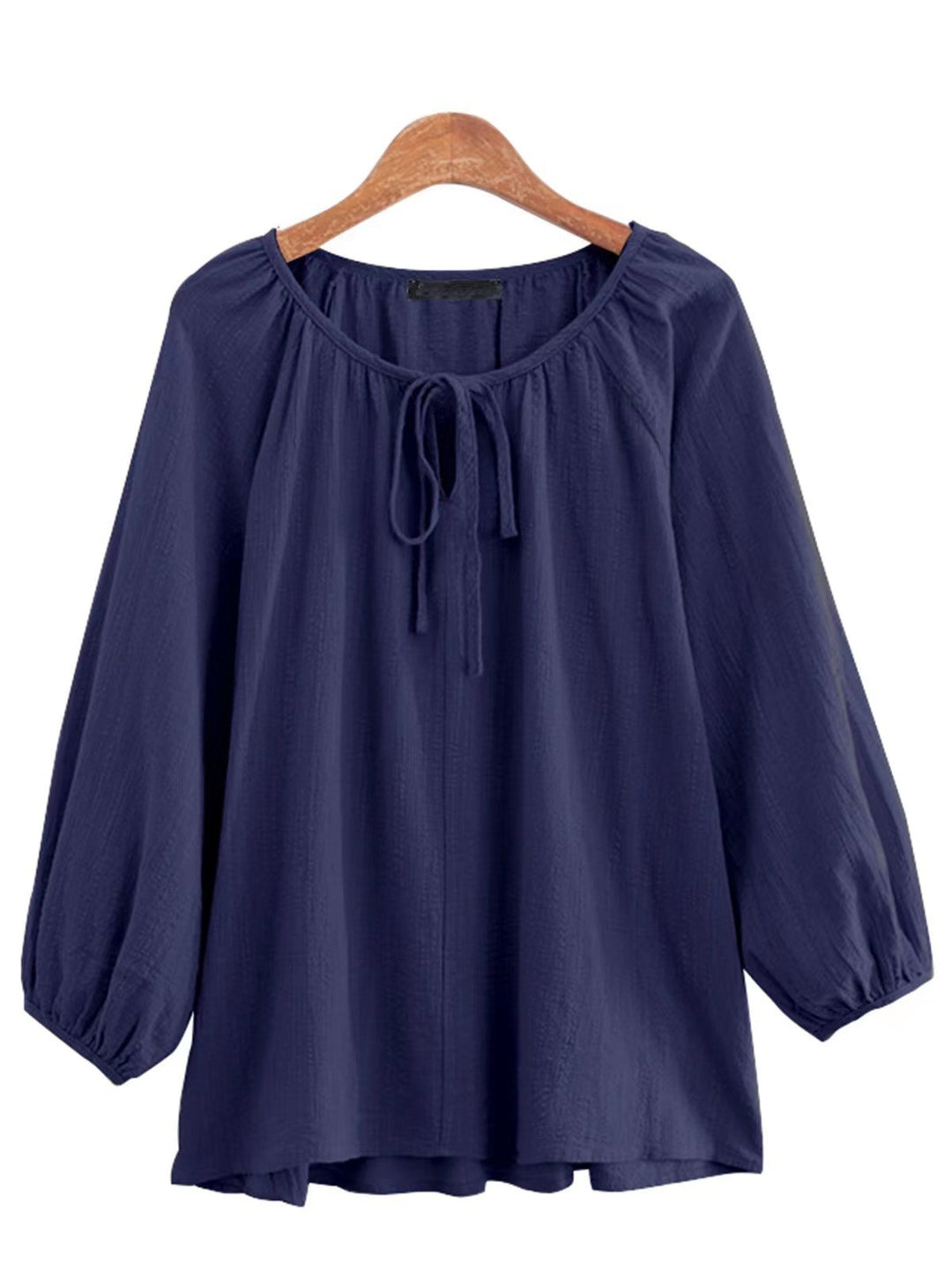 Damen Bluse mit elegantem Rundhalsausschnitt und knieumspielenden Puffärmeln EB
