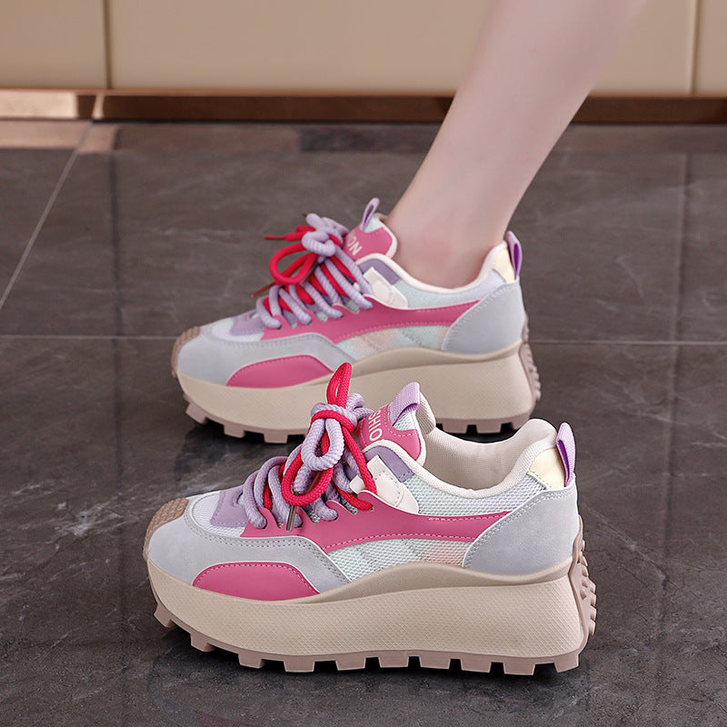 Damen Überdimensionale Plateau Sneakers mit stilvollem Farbverlauf und rutschfester Sohle EB