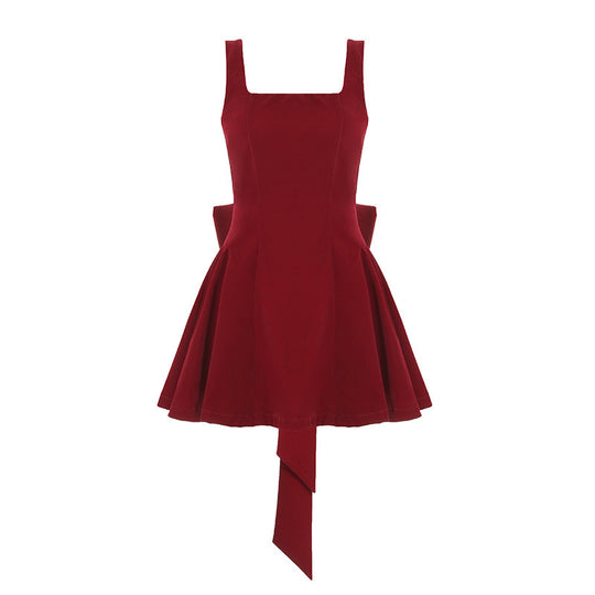 Damen Kurzes Samtkleid mit hochwertigem Schnitt und A-Linien-Silhouette EB
