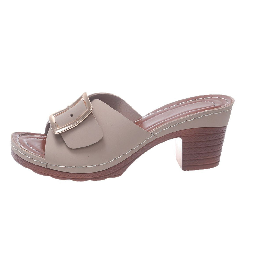 Damen modische Pantolette mit elegantem Riemchen und dekorativem Schnallen-Design EB