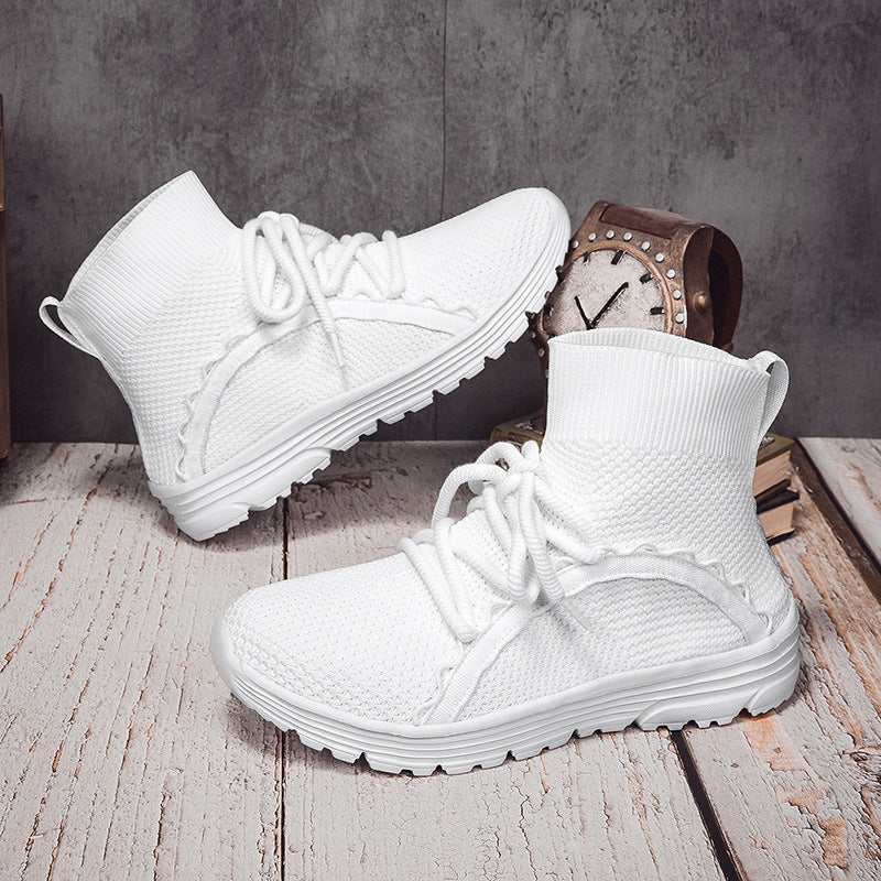 Damen Hochschuh Sneaker mit atmungsaktivem Obermaterial und innovativem Schnürsystem EB
