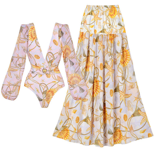 Damen Badeanzug und Maxi-Rock Set EB