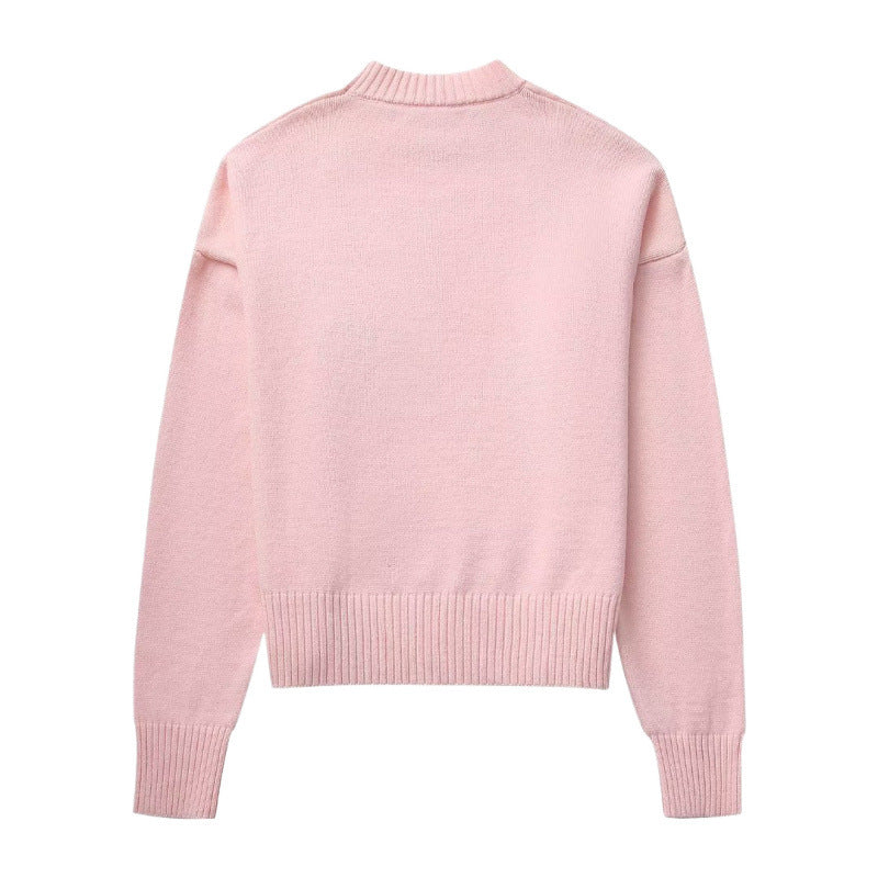 Damen Bequem Gestrickter Kurzpullover EB
