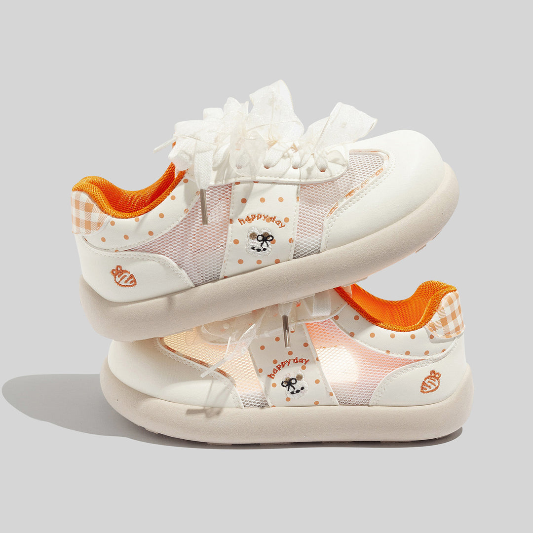 Damen Sneakers mit verspieltem Bogen-Design und atmungsaktiven Netzpanelen EB