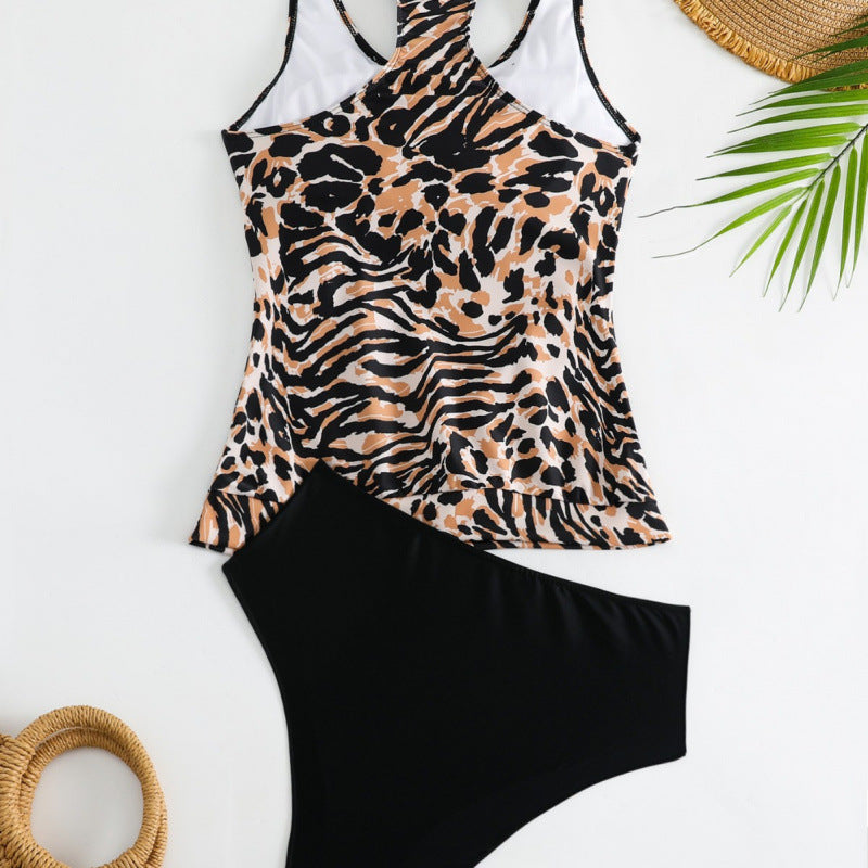 Damen Tankini-Set mit modischem Tiermuster und elastischem Hochbund EB