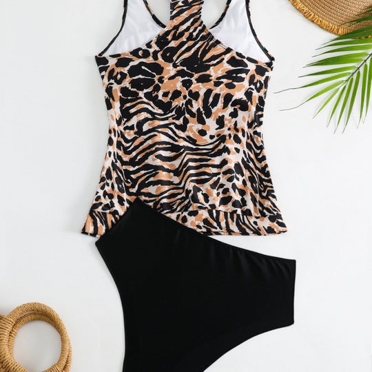 Damen Tankini-Set mit modischem Tiermuster und elastischem Hochbund EB