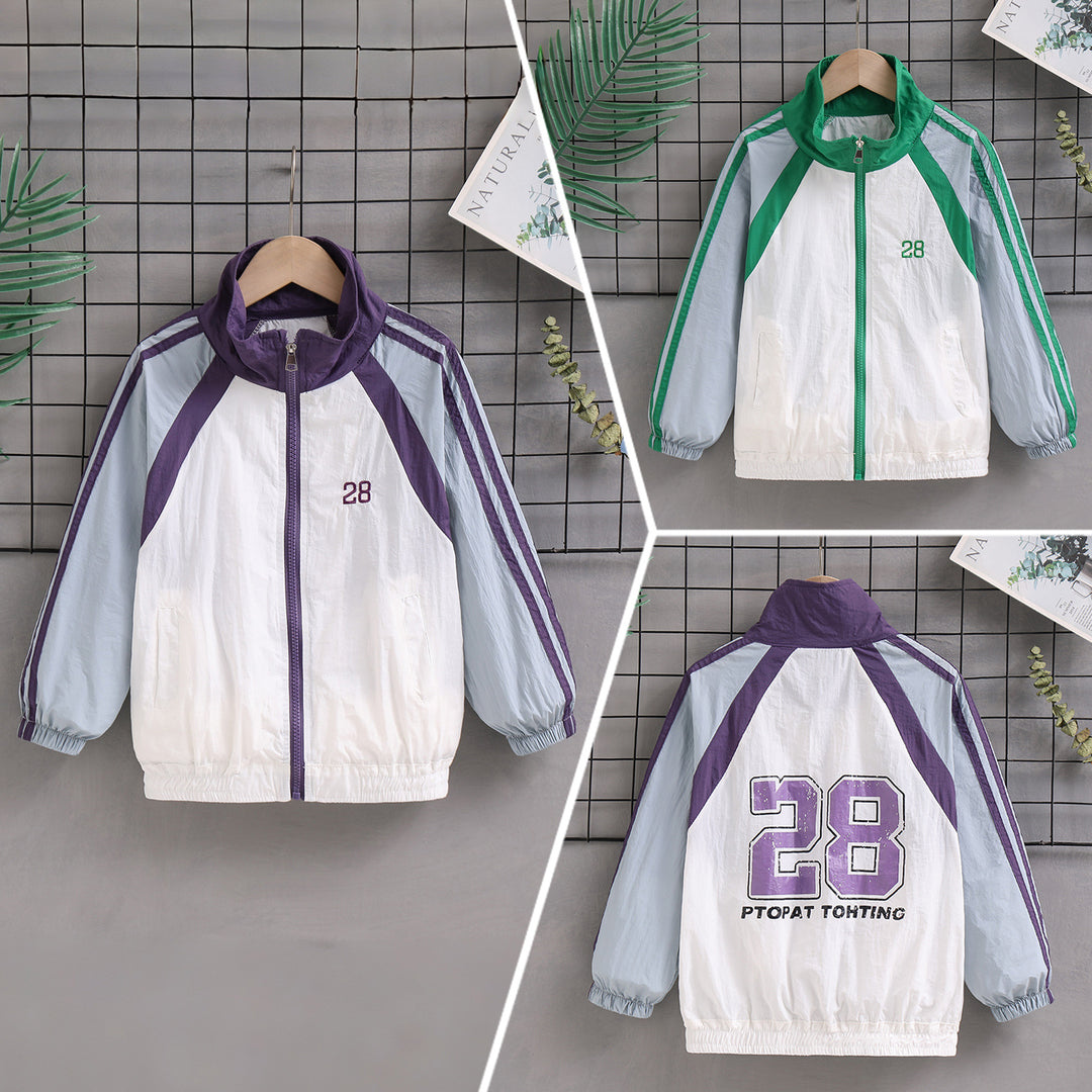 Damen nan sportlicher Retro Windbreaker mit Stehkragen und Raglanärmeln R&B