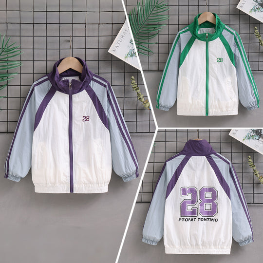 Damen nan sportlicher Retro Windbreaker mit Stehkragen und Raglanärmeln R&B