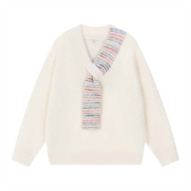 Damen Kuscheliger Pullover mit innovativem Schal-Detail EB